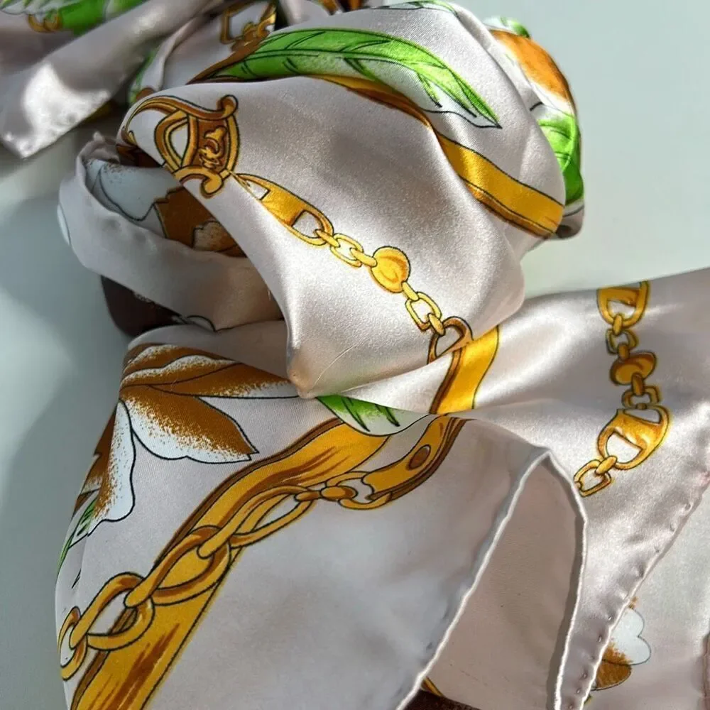 Vintage Floral Scarf Yalo Dala London Mode Pink Brown Green